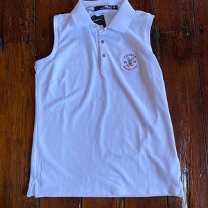 RLX Ralph Lauren White Collared Tennis Golf Polo Tank Top U.S. Open 2020